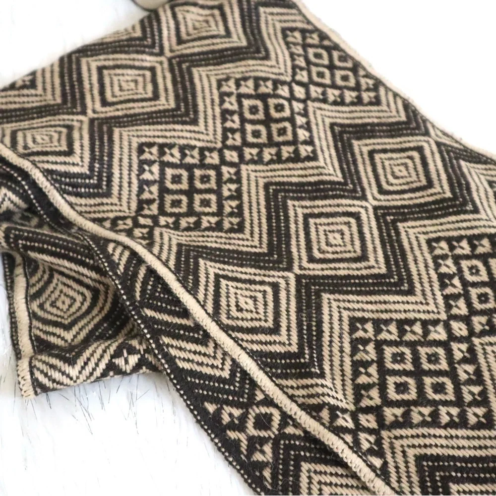 Original Alpaca Wool Blend Scarf Brown & Camel Color Unisex‎